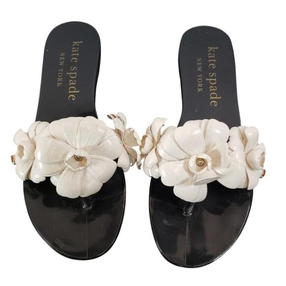 Kate Spade Women's Black / White Floral Sandals US Sz‎ 9 - Picture 1 of 7